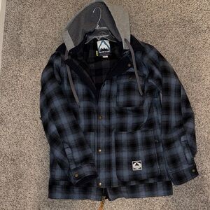 Burton Men's Navy and Black Plaid Shirt Jacket